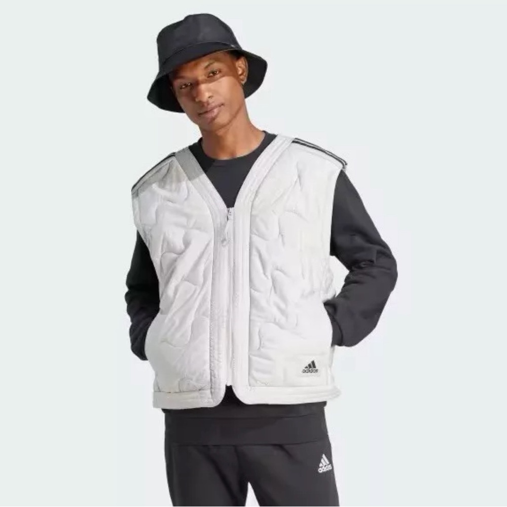 NWT Adidas Nuganic‎ Light Insulation Jacket Vest Gray Black Oversized SMALL